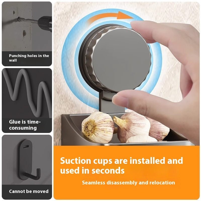 Onion, Ginger And Garlic Storage Box Wall-mounted Suction Cup Storage Rack