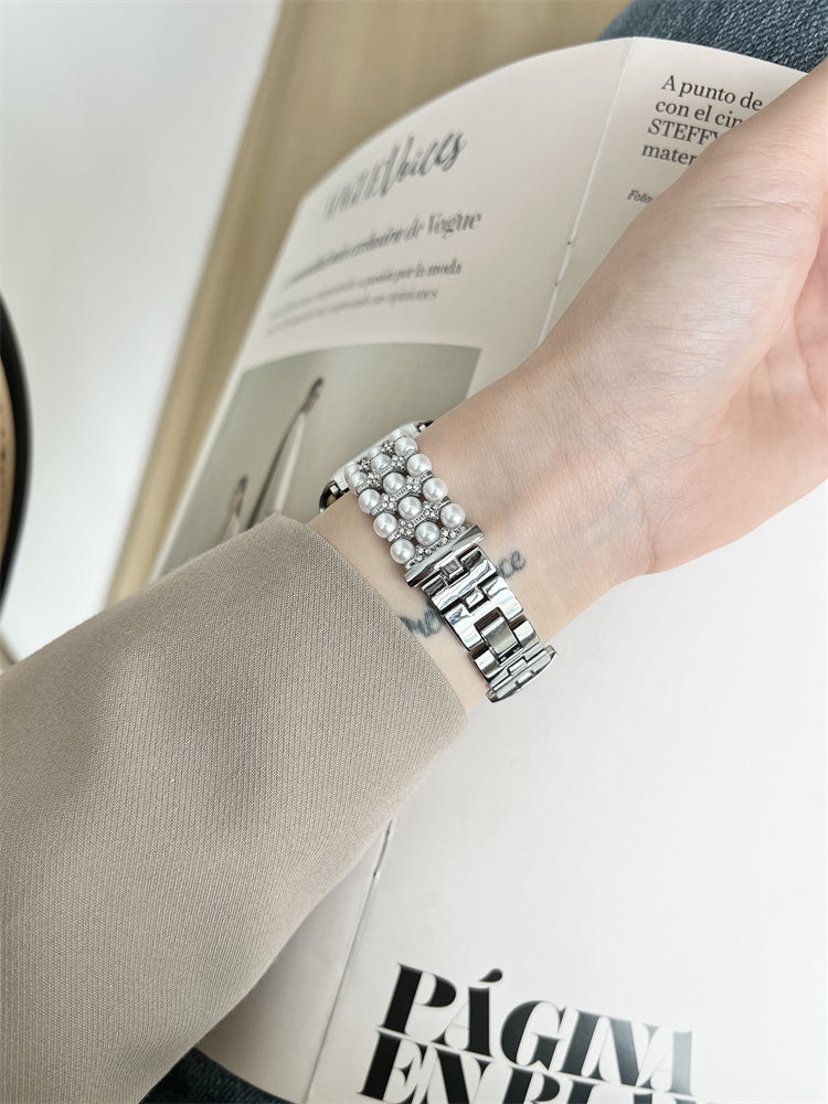 Women's Premium Pearl Chain Metal Strap
