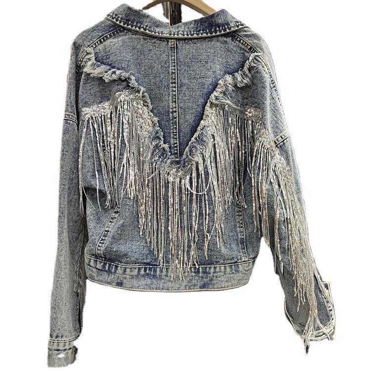 Fringed Denim Jacket Women'S Short Loose Top