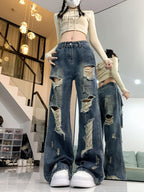 Ripped Lazy Loose Jeans For Women
