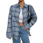 Classic Check Thin Shirt Coat Women's Loose Casual