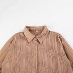 Fashionable Women's Plus Size Shirt With Fold-down Collar And Button Texture