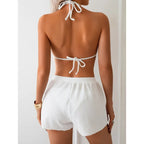 Polka Dot Fabric Bikini Three Piece Swimsuit Women