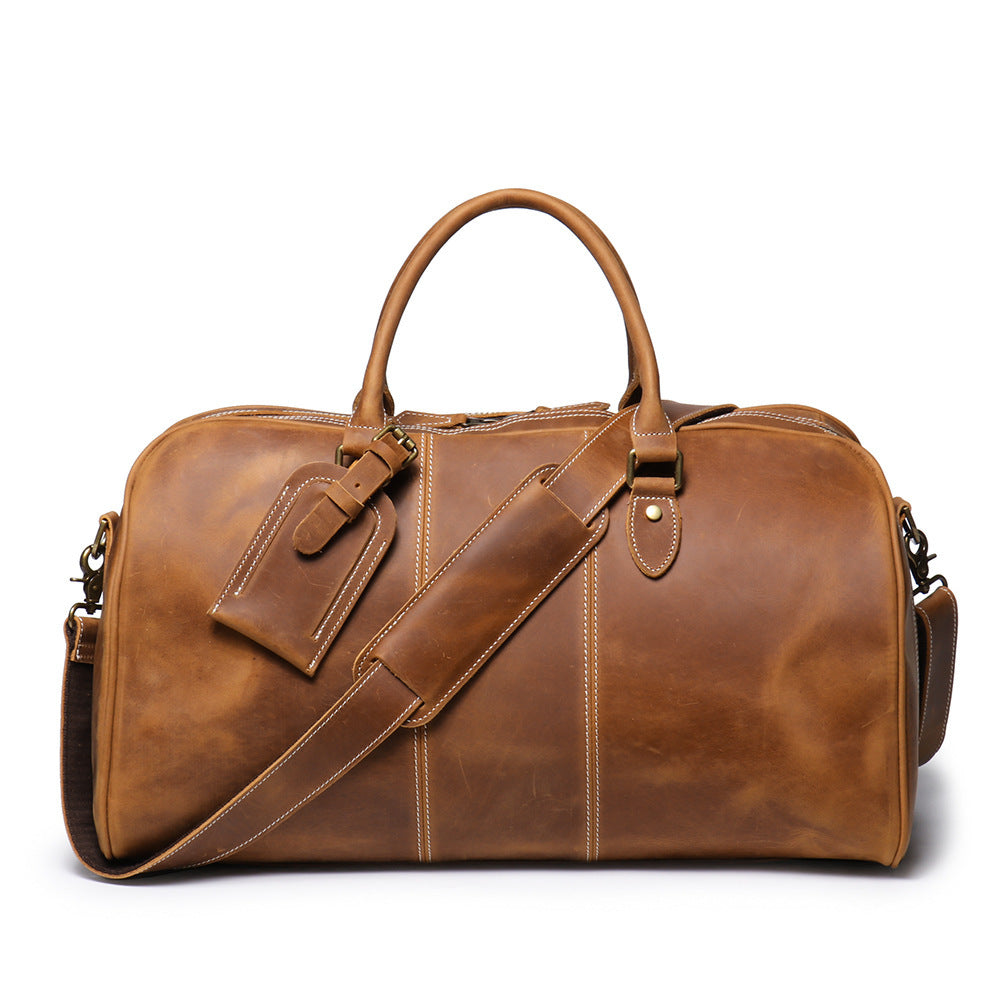Retro New Men's Genuine Leather Portable Travel Bag