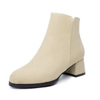 Pointed-toe Frosted Suede Side Zipper Chunky Heel Mid Heel Plus Size Female Boots