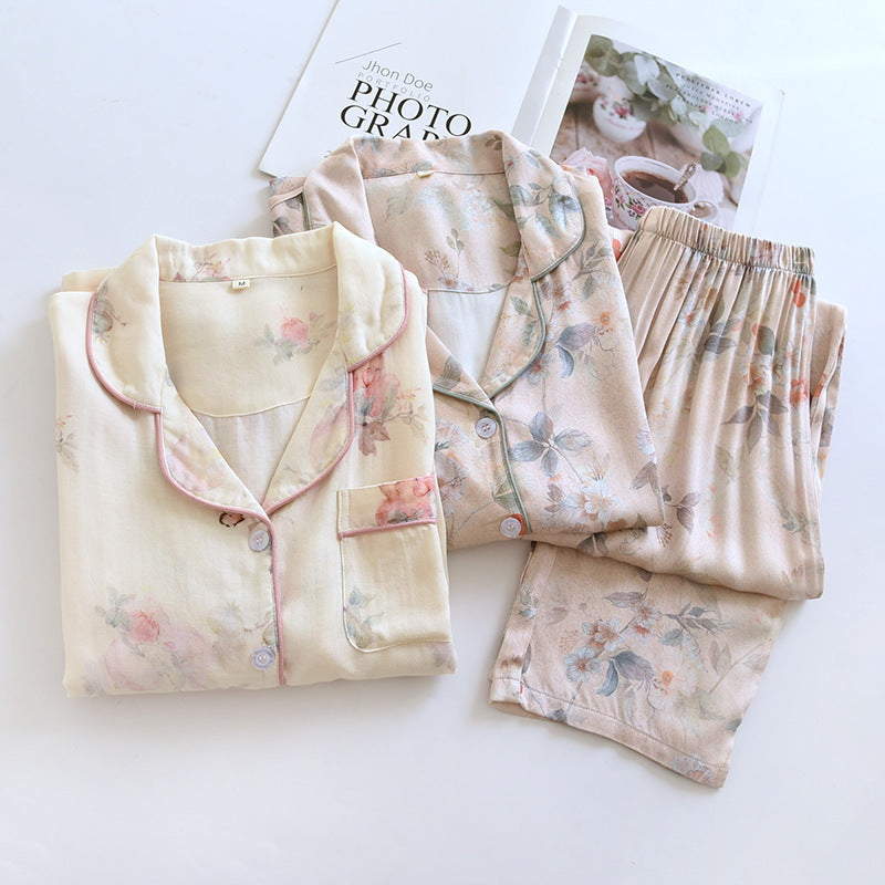 Women's Spring And Autumn Long Sleeve Thin Summer Bamboo Fiber Home Wear Suit