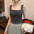 French Pleated Small Sling Vest For Women Inner Bottoming Shirt