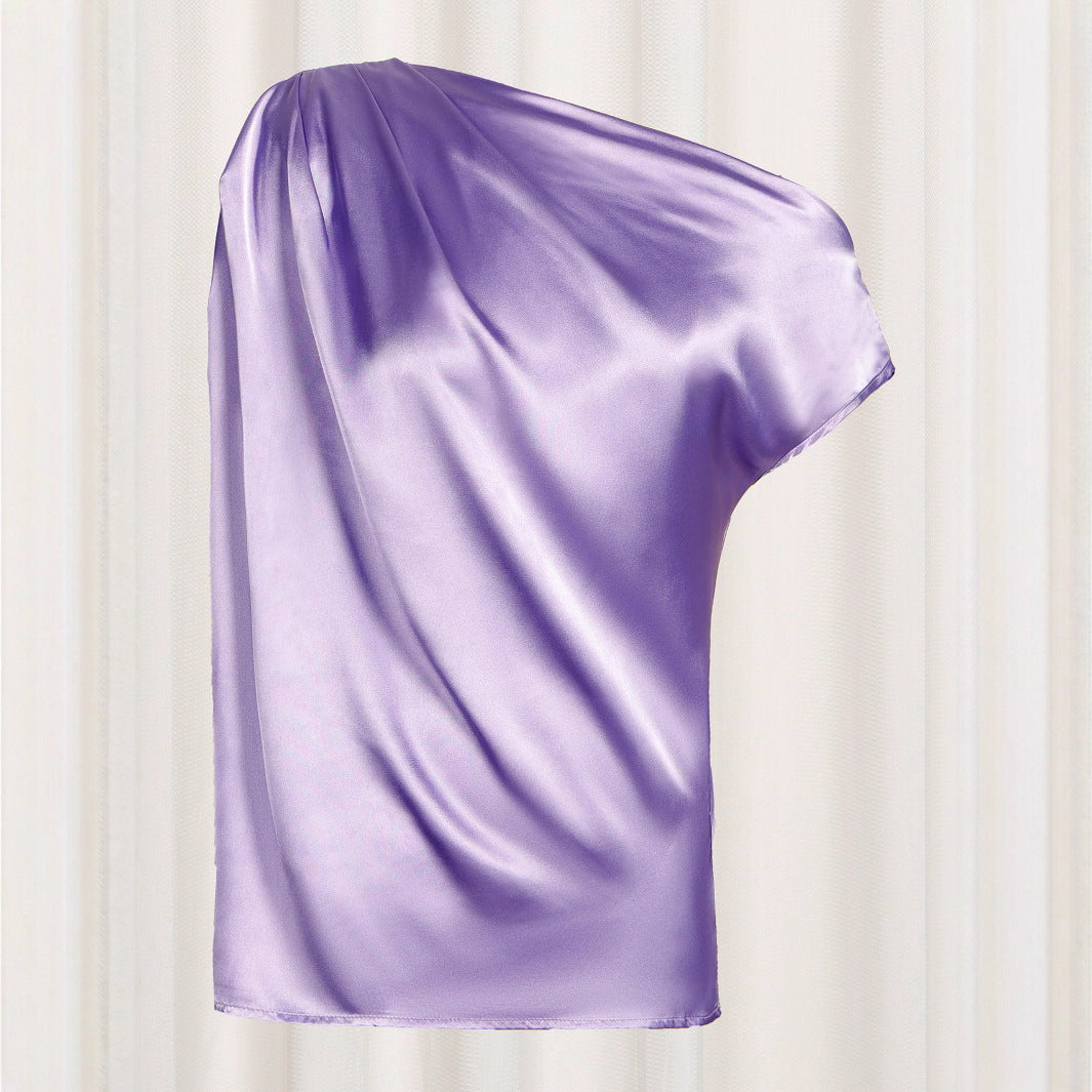 Fashionable Elegant Top Irregular Shoulder Pullover Sleeveless Shirt