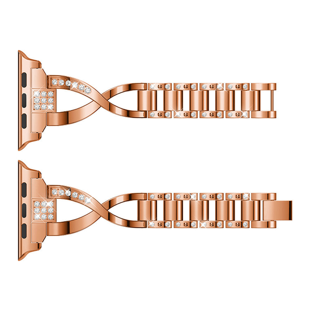 X-shaped Chain Metal Diamond Watch Band