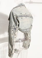 Women's High Waisted Shawl Denim Short Jacket