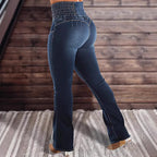 Women's Stretch Button Denim Pants