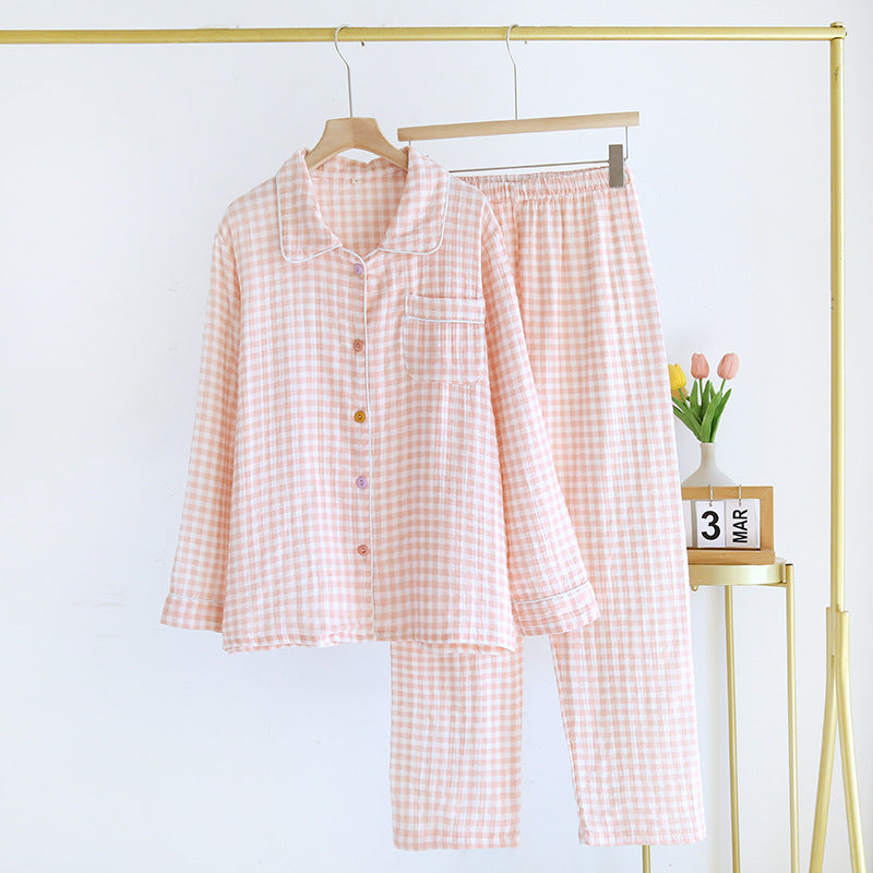 Floral Lapel Sweet Home Wear Pajamas Suit Cotton